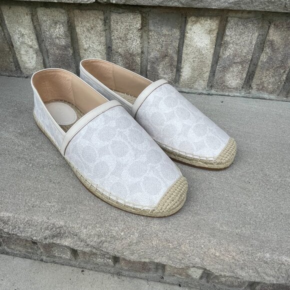 COACH COLLINS Coated Canvas Espadrille 9.5 Women's Slip On Shoe White Monogram - Picture 8 of 14